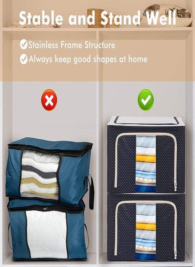 Afrodite Foldable Clothes Storage Bags Organizer Container 66L | Foldable Metal Frame Basket with Clear Window,Carry Handles & Sturdy Zipper for Closet, Bedding - Image 5